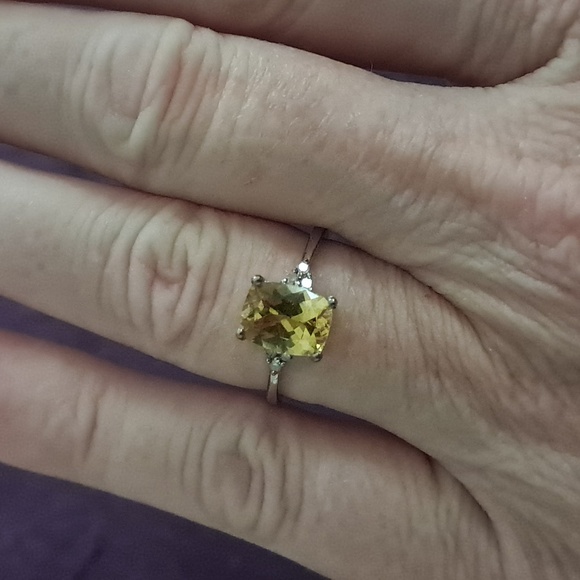 Natural Golden Apatite & Natural Diamond Ring. - Picture 3 of 6